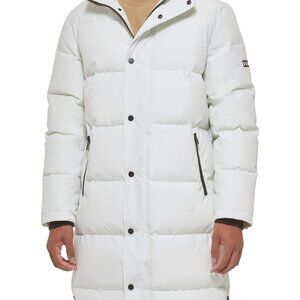 DKNY Men's Ice Arctic Cloth Hooded Long Quilted Parka Jacket Coat Size M